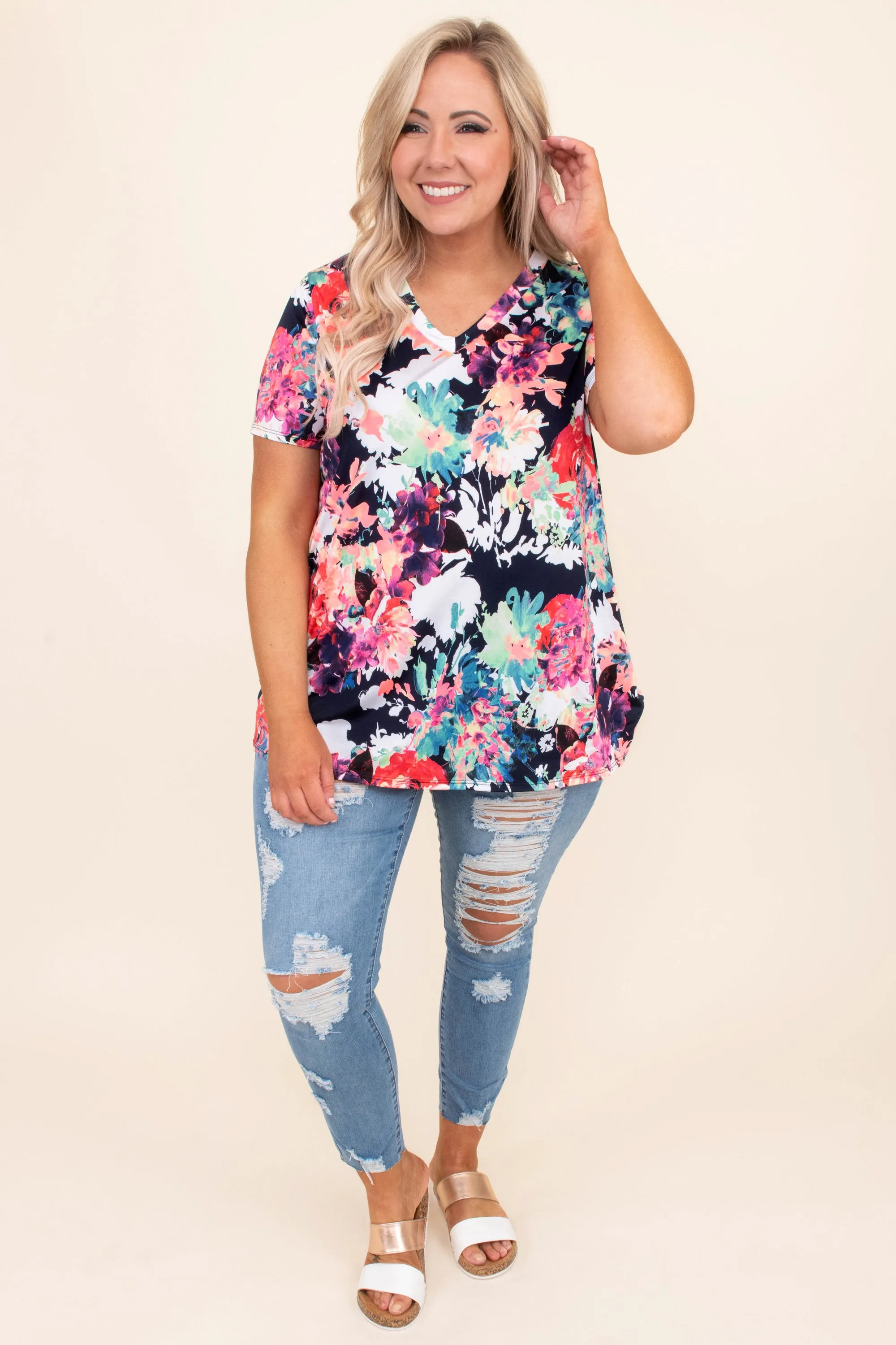 Lily Pad Top, Navy