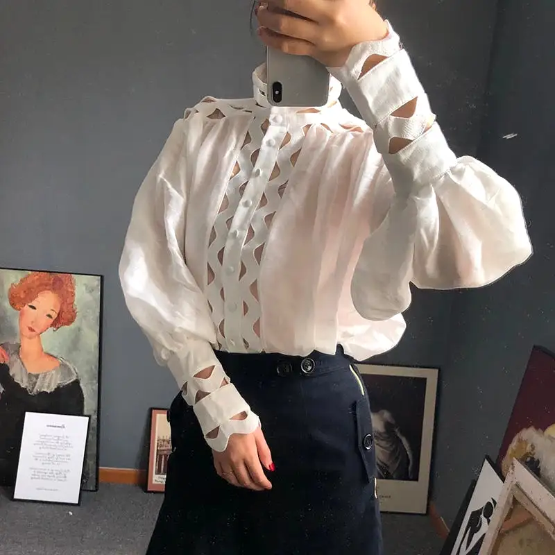 Long Lantern Sleeve Blouse