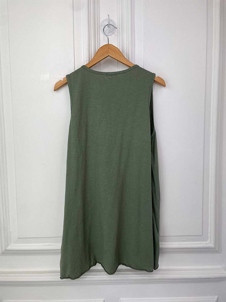 Loose Longline Vest Top - Khaki