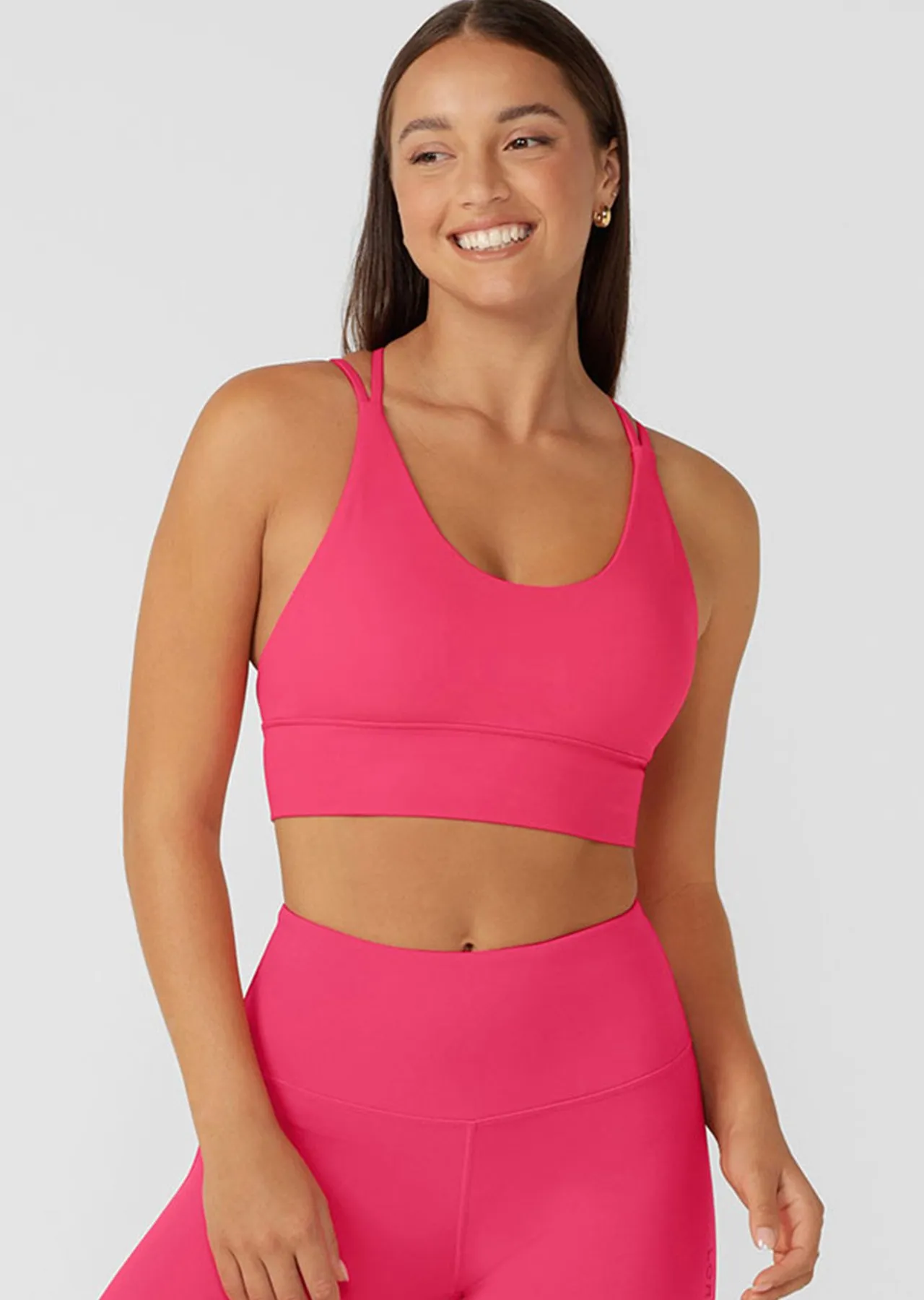 Lotus Longline Sports Bra | Pink | All Day Support | Lorna Jane Australia