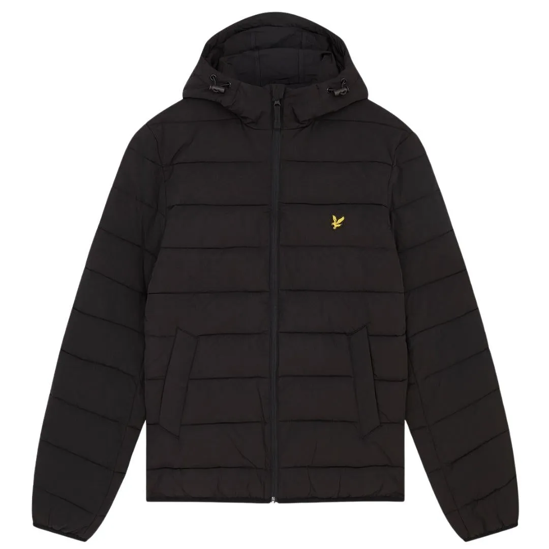 Lyle & Scott Branded Black Hooded Puffer Jacket