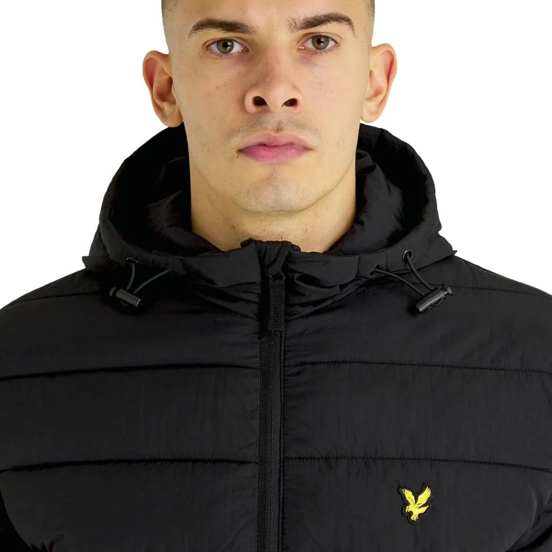 Lyle & Scott Branded Black Hooded Puffer Jacket