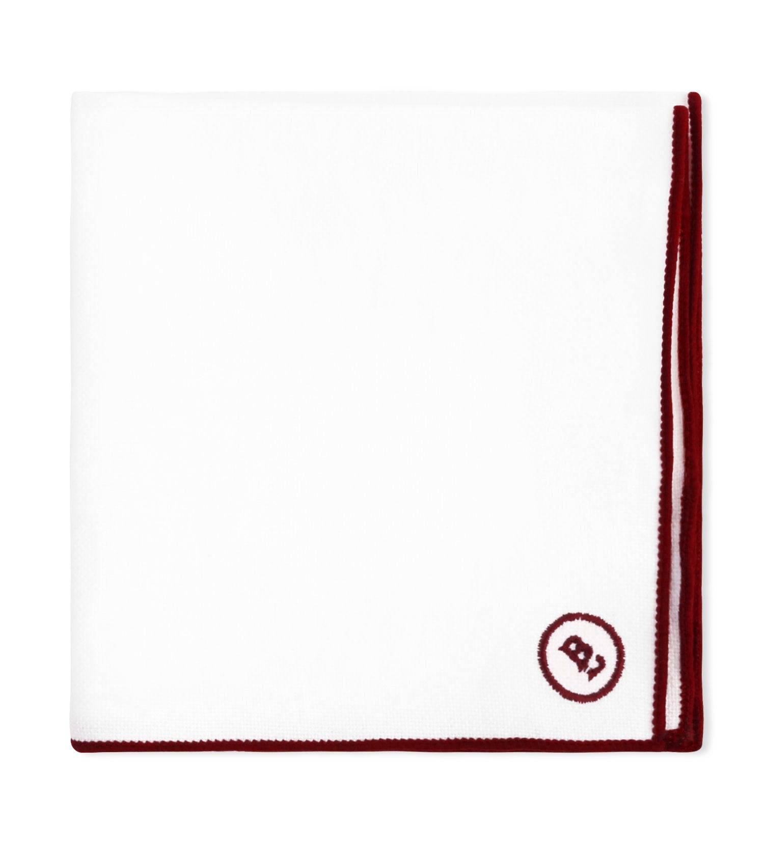 Maroon Edged White Pocket Square