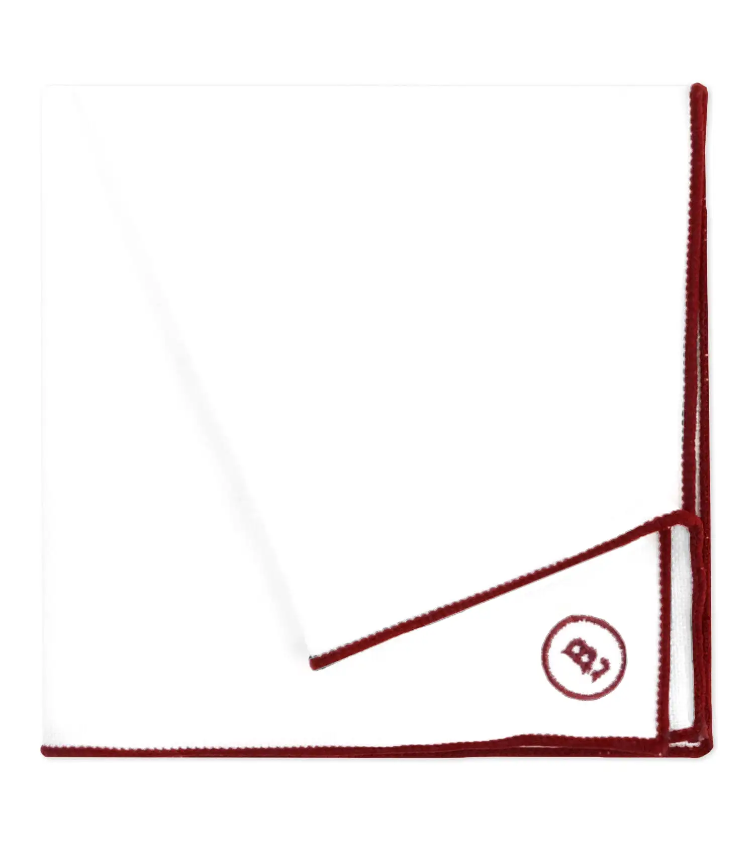 Maroon Edged White Pocket Square