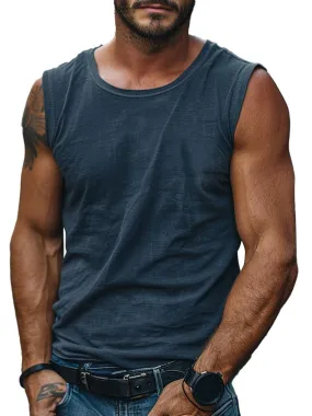 Men's Round Neck Solid Color All-Match Casual Tank Top