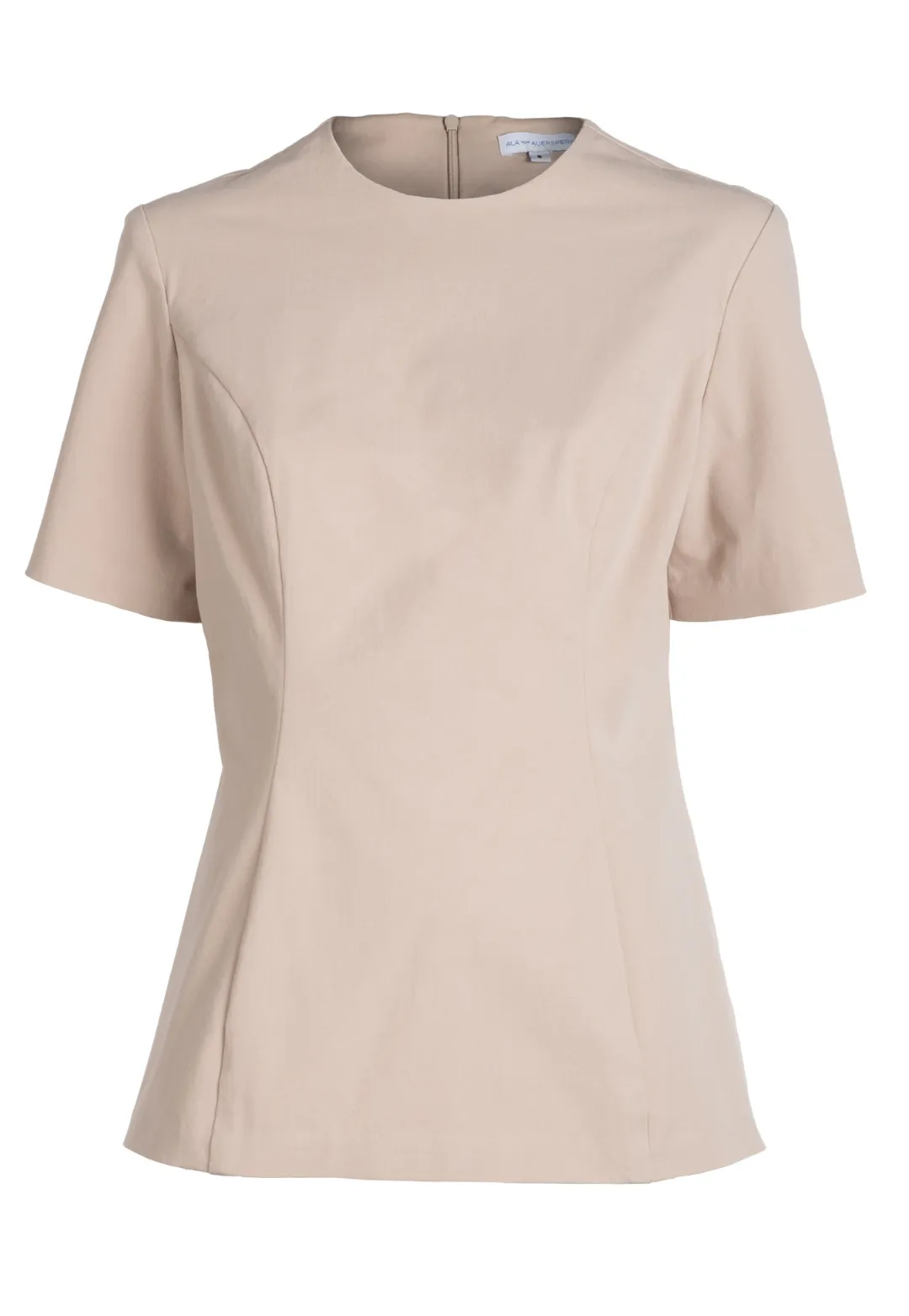 Millie Italian Stretch Cotton Peplum Top in Khaki