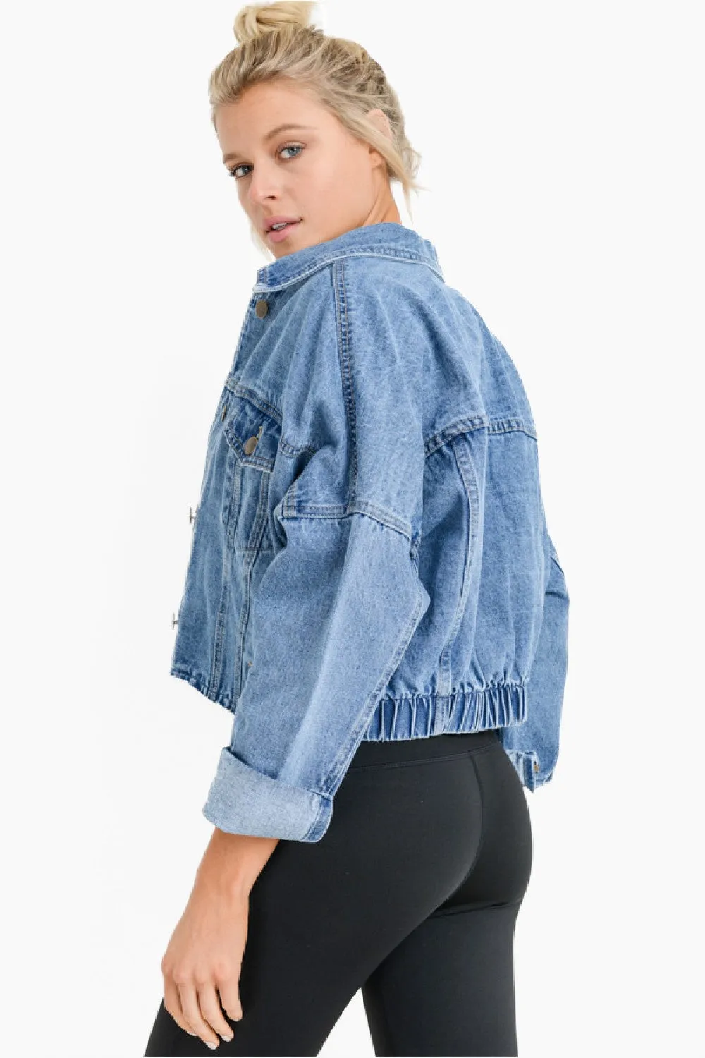 Mono B Crop Raw Edge Denim Jacket KJ11158