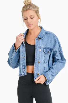 Mono B Crop Raw Edge Denim Jacket KJ11158