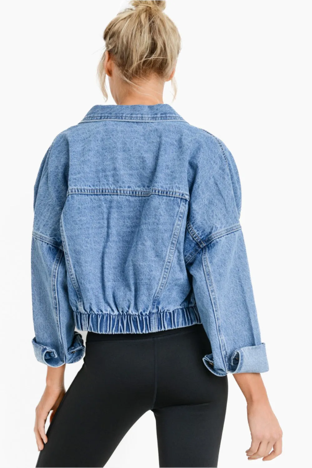 Mono B Crop Raw Edge Denim Jacket KJ11158