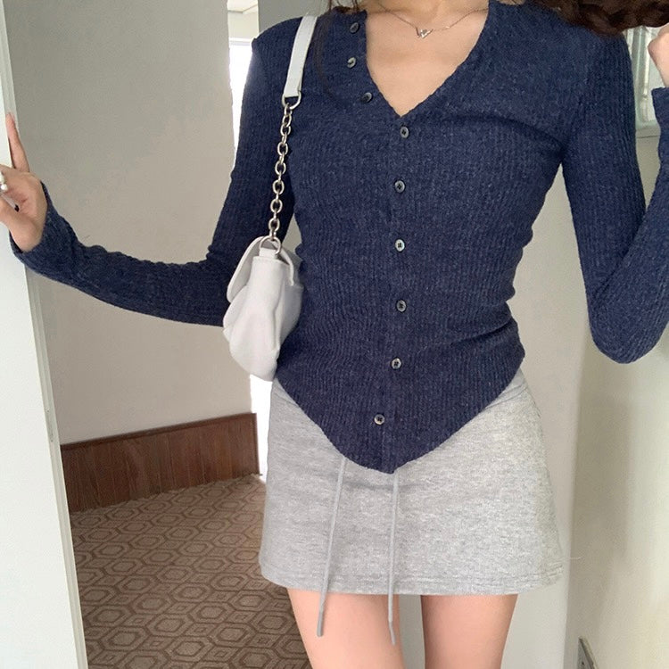 Navy Knit Top