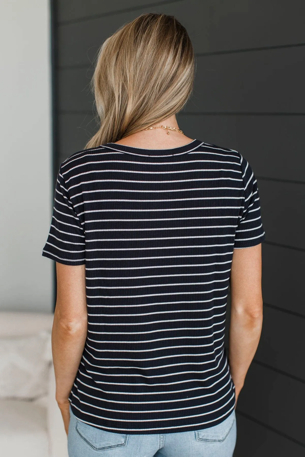 New Experiences Striped Top- Navy