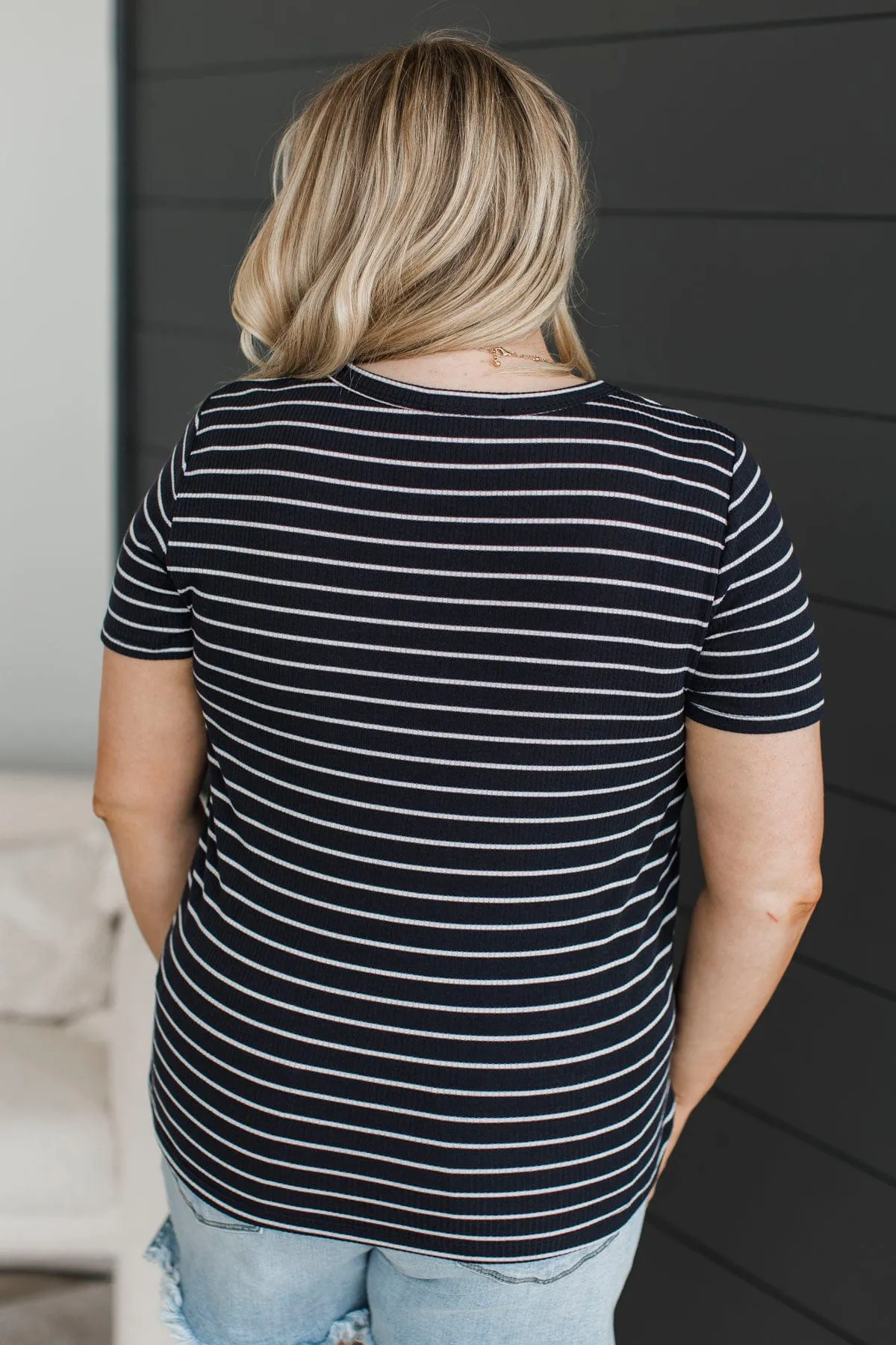 New Experiences Striped Top- Navy