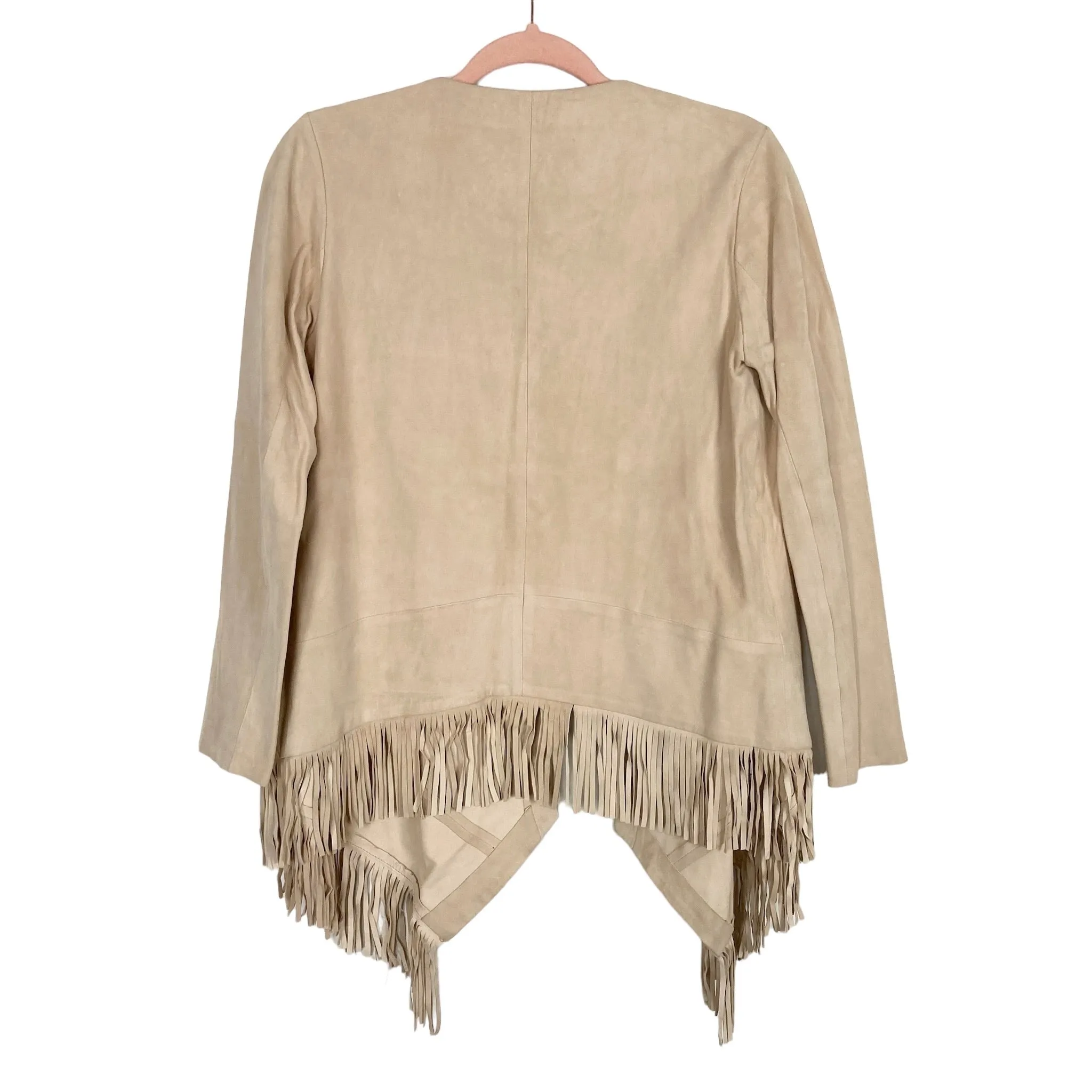 Nove Cream 100% Leather Fringe Hem Jacket NWT- Size S (see notes)