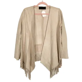 Nove Cream 100% Leather Fringe Hem Jacket NWT- Size S (see notes)