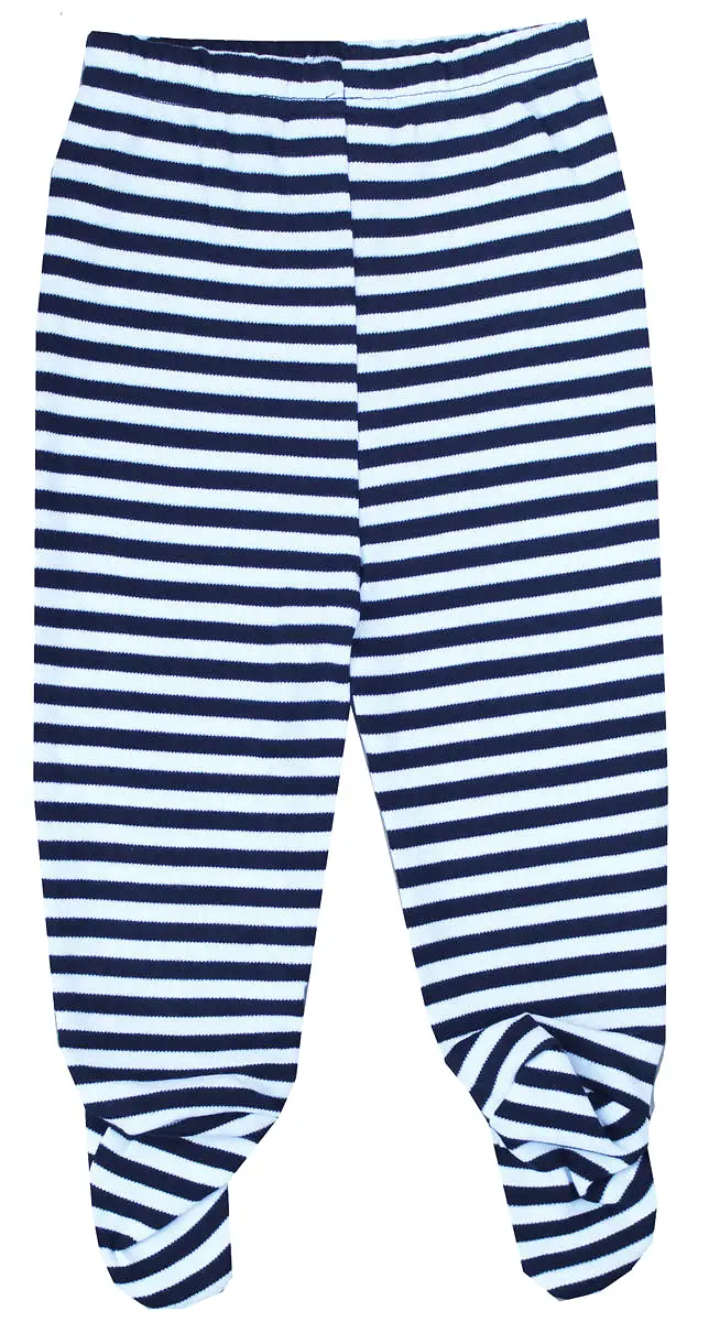 Organic Cotton Baby Pants Footed GOTS Certified Clothes (White-Blue)