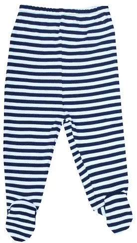 Organic Cotton Baby Pants Footed GOTS Certified Clothes (White-Blue)