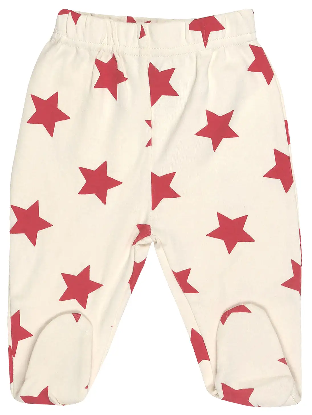 Organic Cotton Baby Pants Footed GOTS Certified Clothes (White-Red)