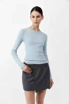 Organic Cotton Long Sleeve Top - Stone Blue