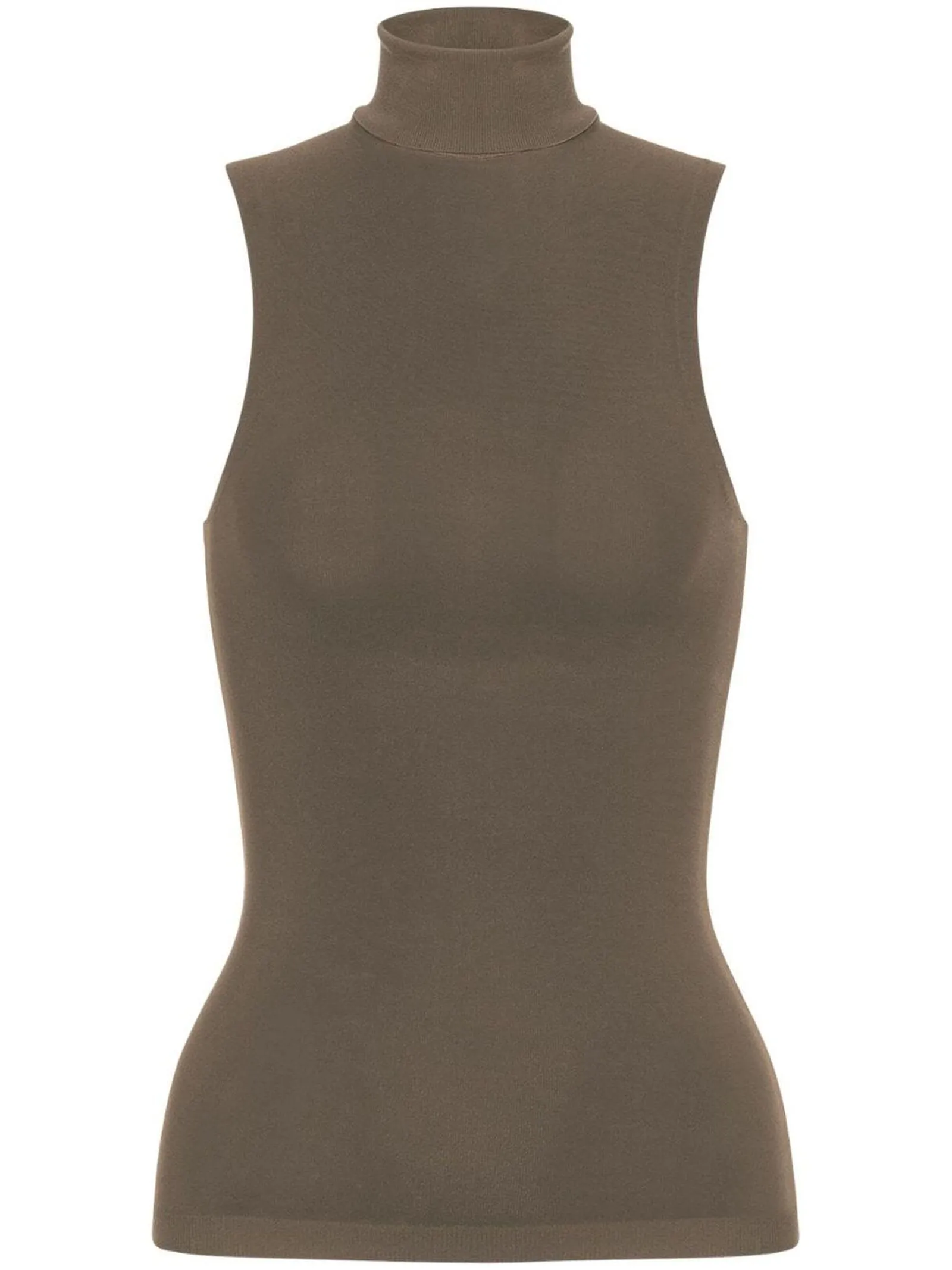 Philosophy di Lorenzo Serafini Khaki Sleeveless Roll-neck Top