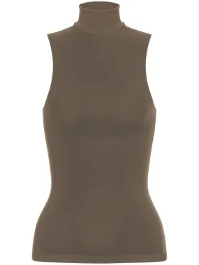 Philosophy di Lorenzo Serafini Khaki Sleeveless Roll-neck Top