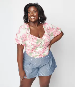 Plus Size Ivory Floral Truth Be Told Viviana Crop Top