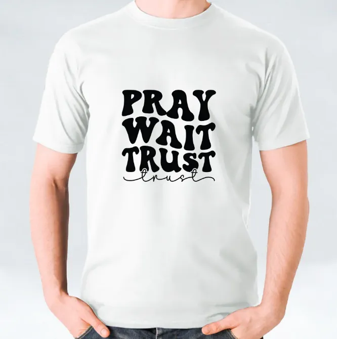 Pray Wait Trust T-shirt - White/Black/Maroon