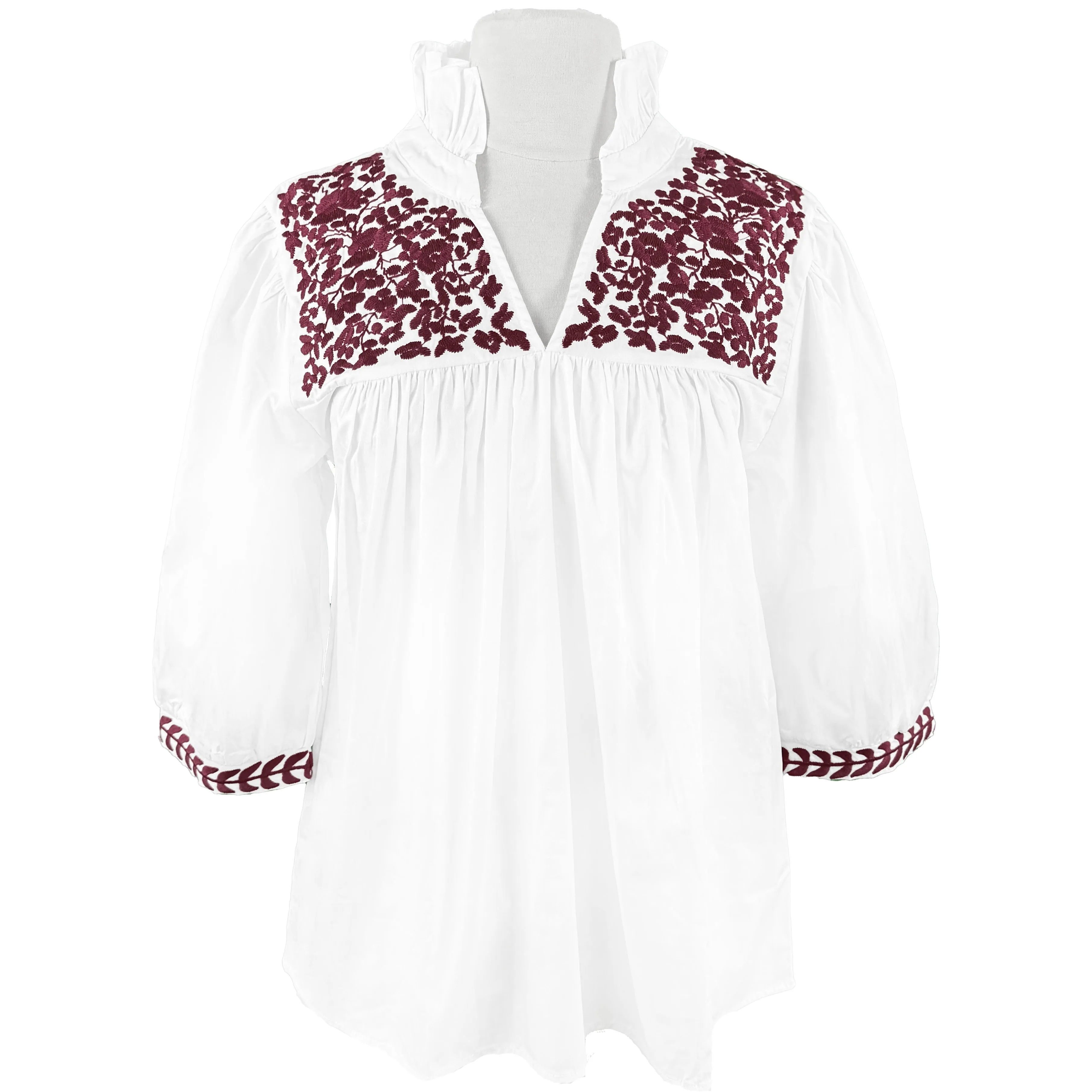 PRE-ORDER: White + Maroon Tailgater Blouse (early August ship date)