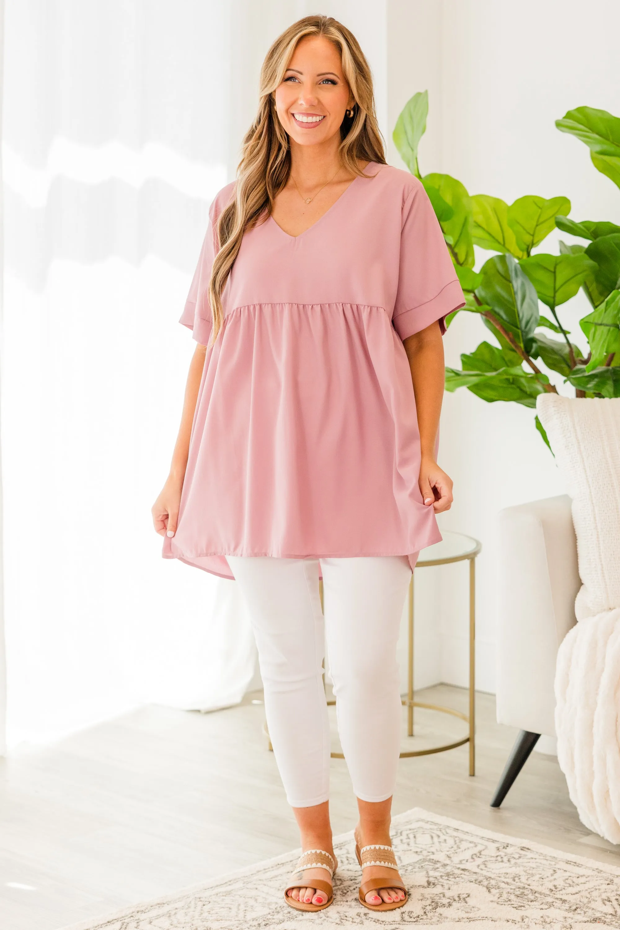 Primrose Babydoll Top, Light Rose