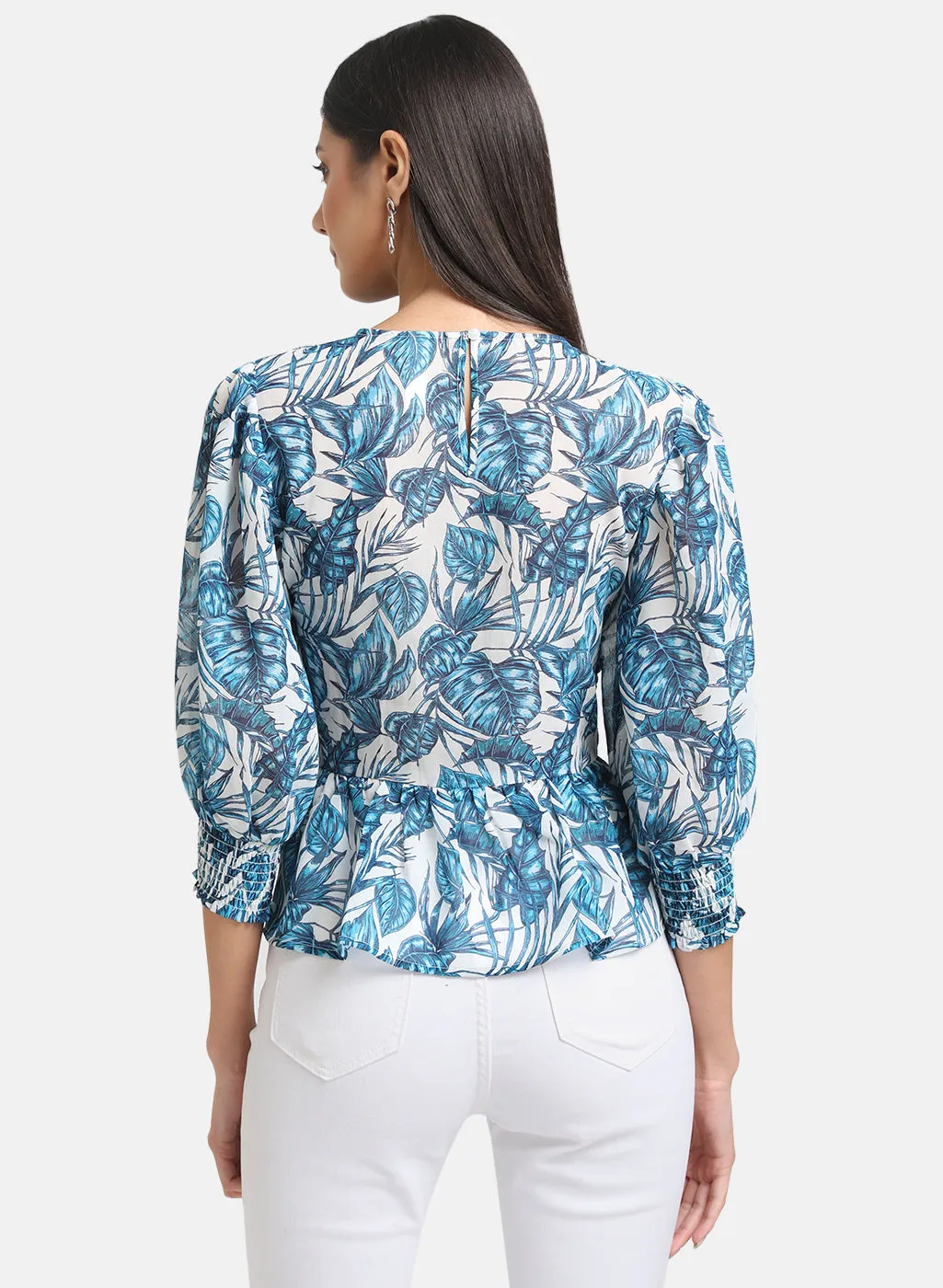 Printed Top With Smocking Detail