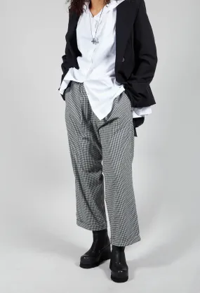 Pull On Straight Leg Trousers In Black and White Check