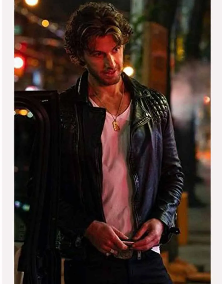 Sex/Life 2021 Adam Demos Leather Jacket | Brad Simon Black Jacket