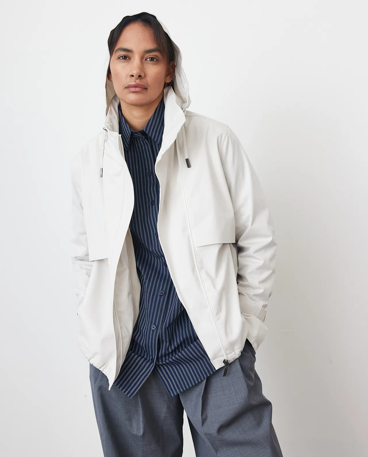 Shop Waterproof City Walker Jacket In White - Protected Species