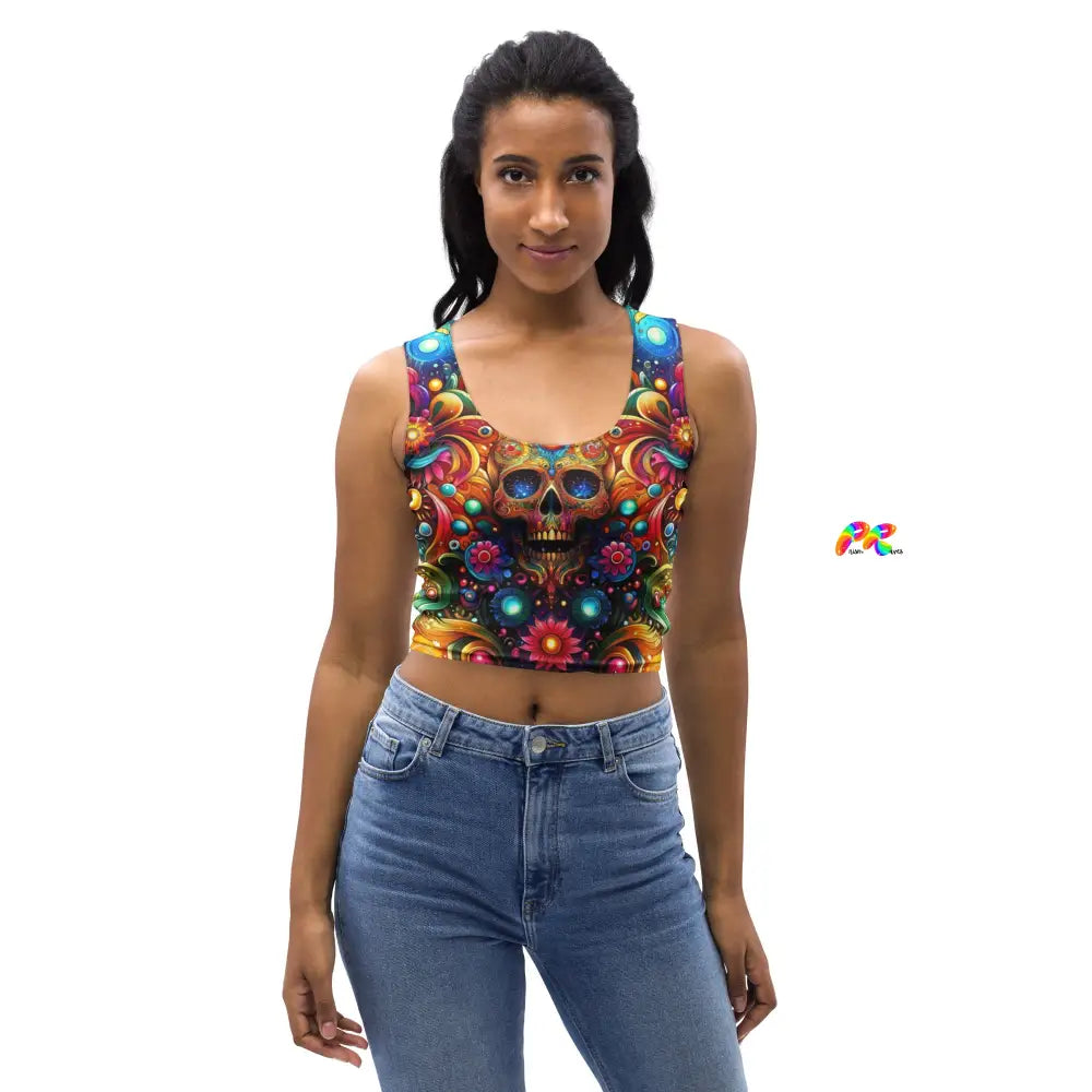 Skull Light Fantasia Rave Crop Top