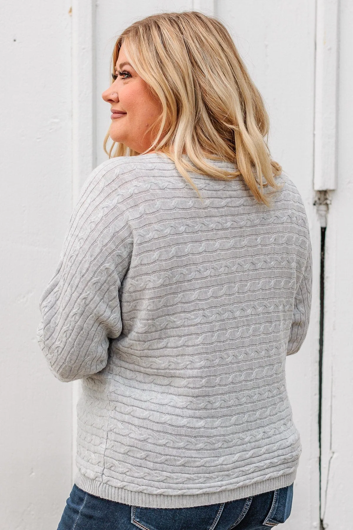 Strive To Stand Out Knit Top- Light Grey