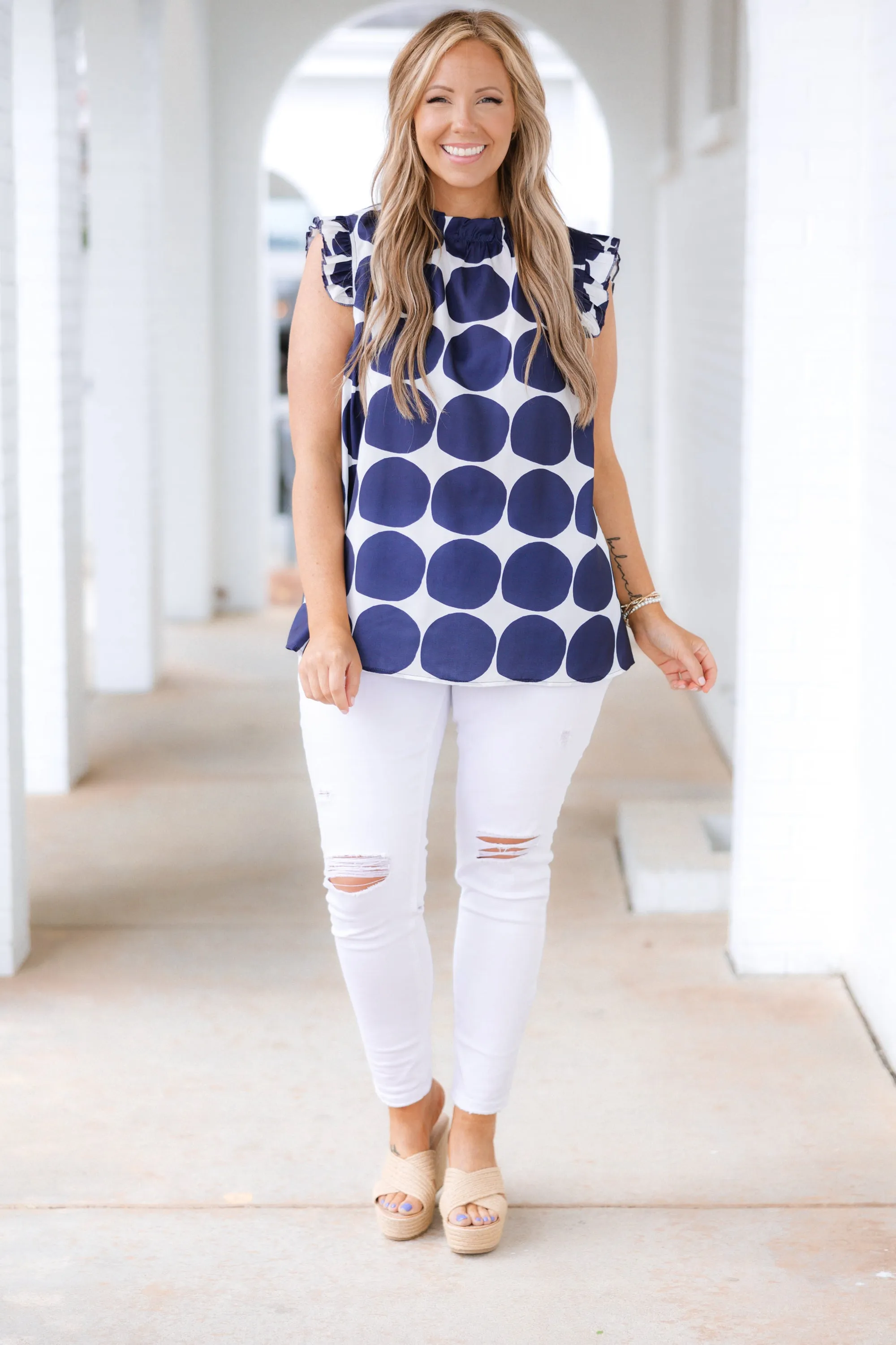 Sunshine On A Cloudy Day Top, Navy