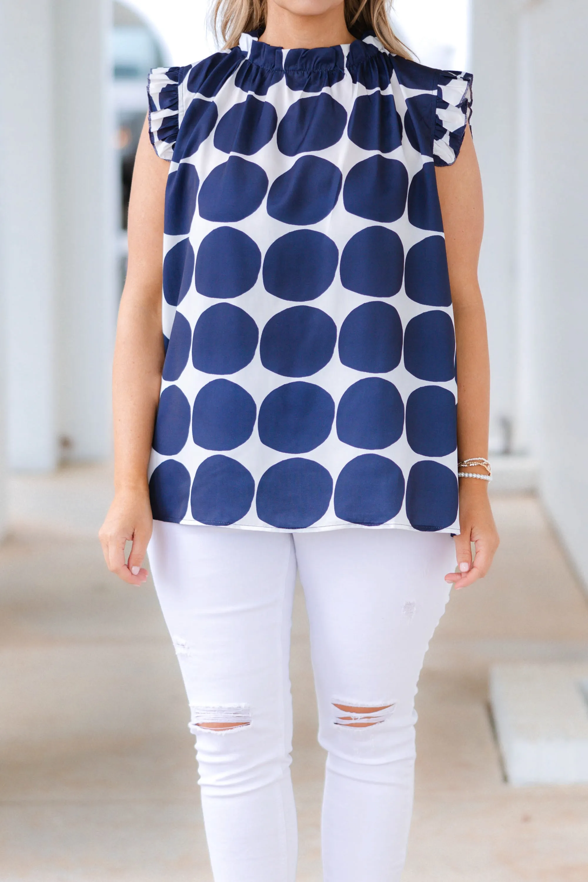 Sunshine On A Cloudy Day Top, Navy