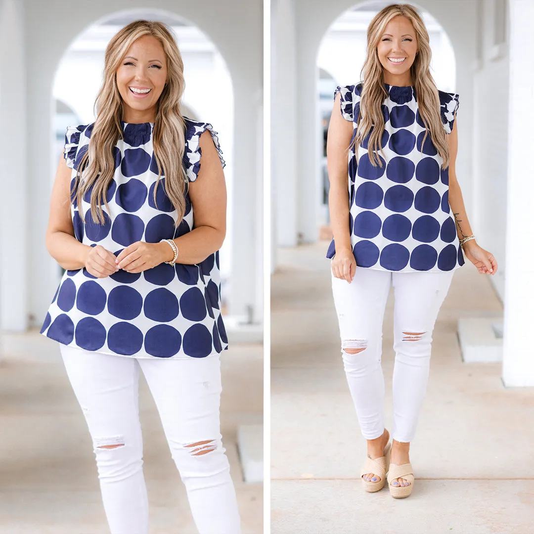 Sunshine On A Cloudy Day Top, Navy