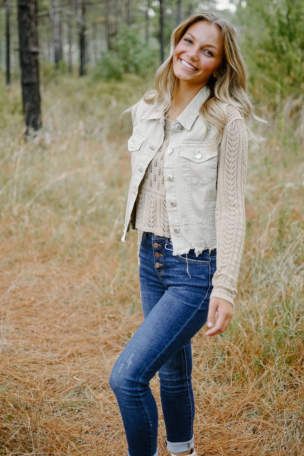 Taupe Crochet Long Sleeve Top