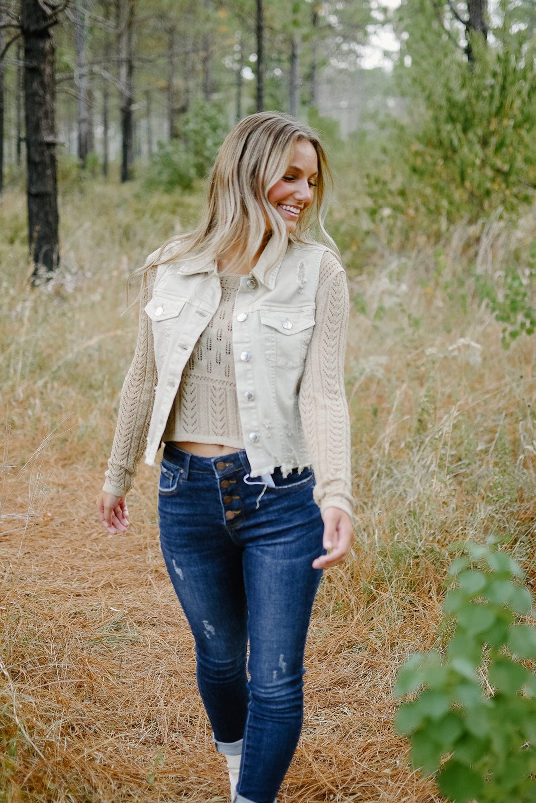 Taupe Crochet Long Sleeve Top