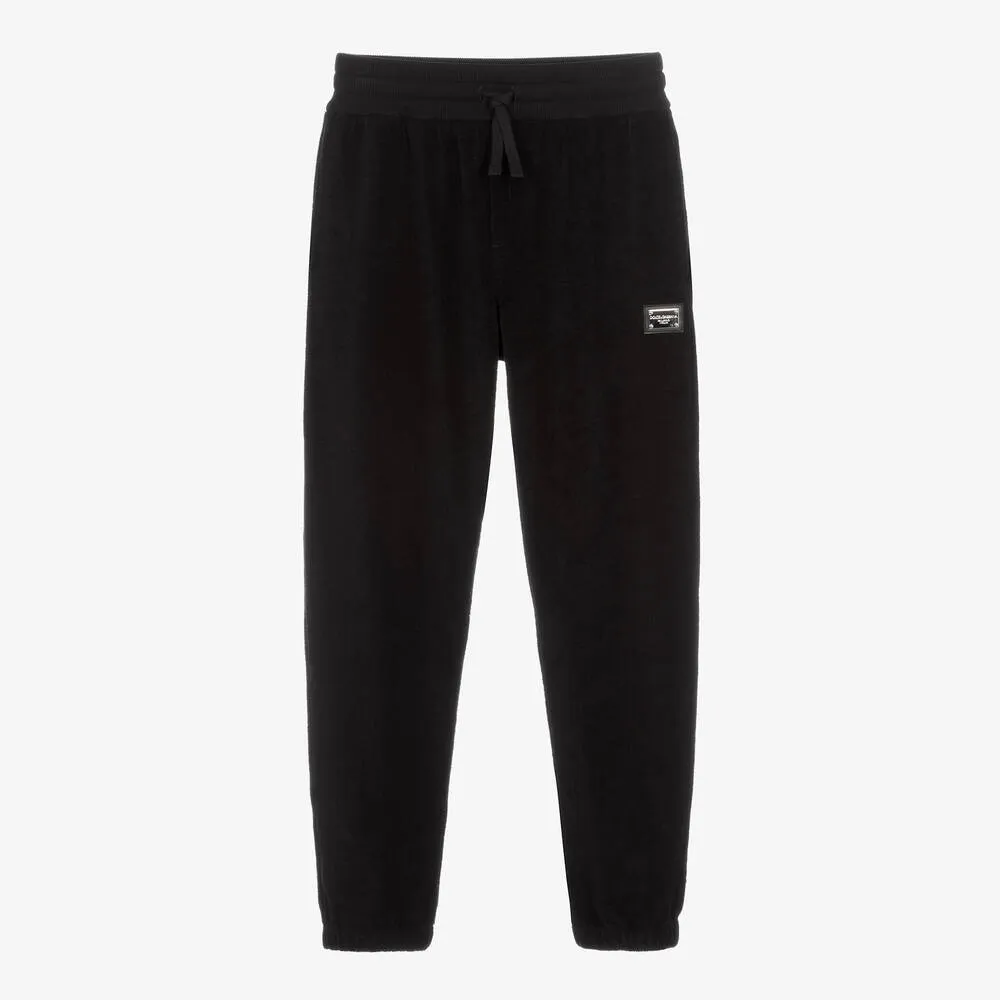 Teen Boys Black Terry Cotton Joggers 