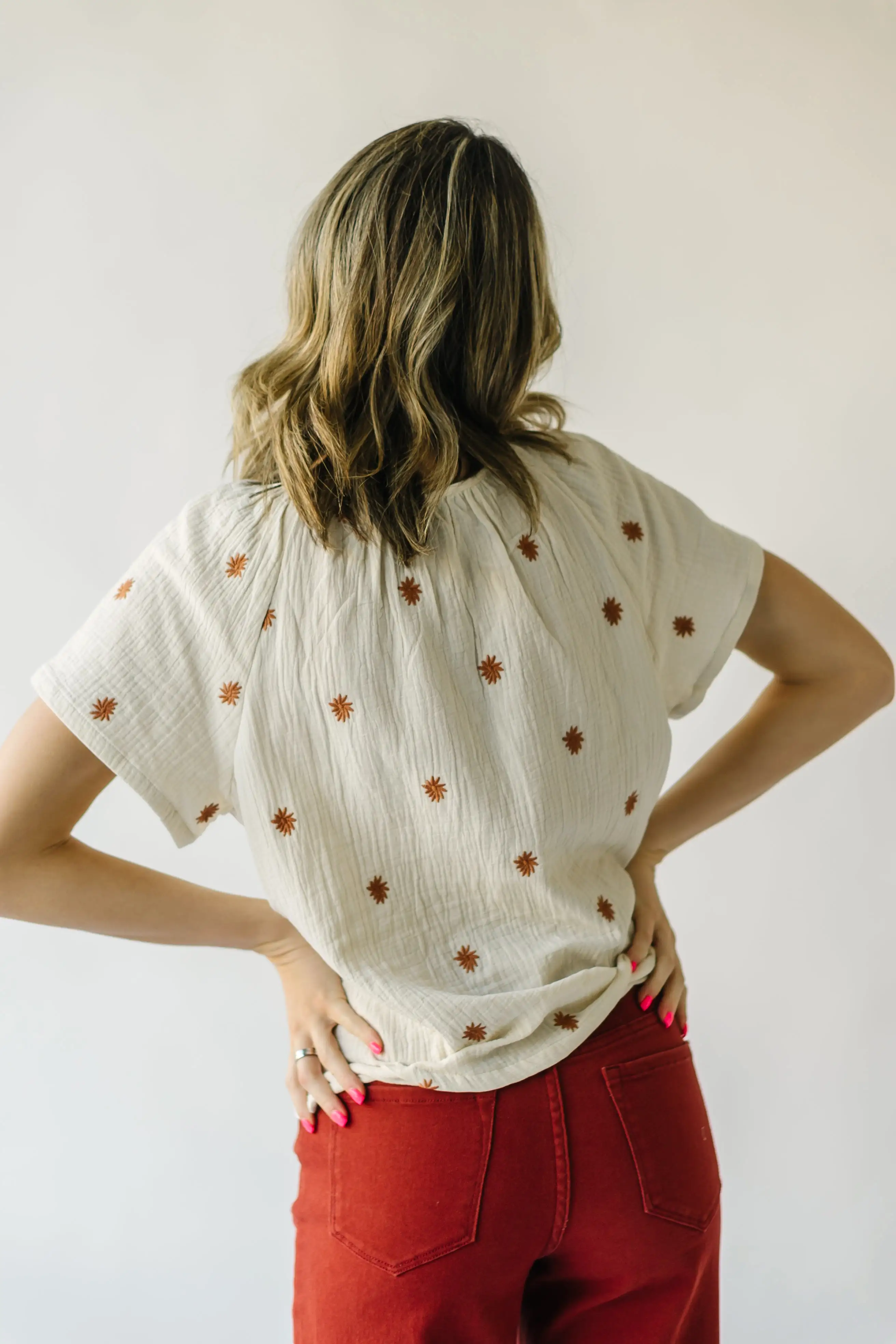 The Bernice Floral Embroidered Detail Blouse in Cream