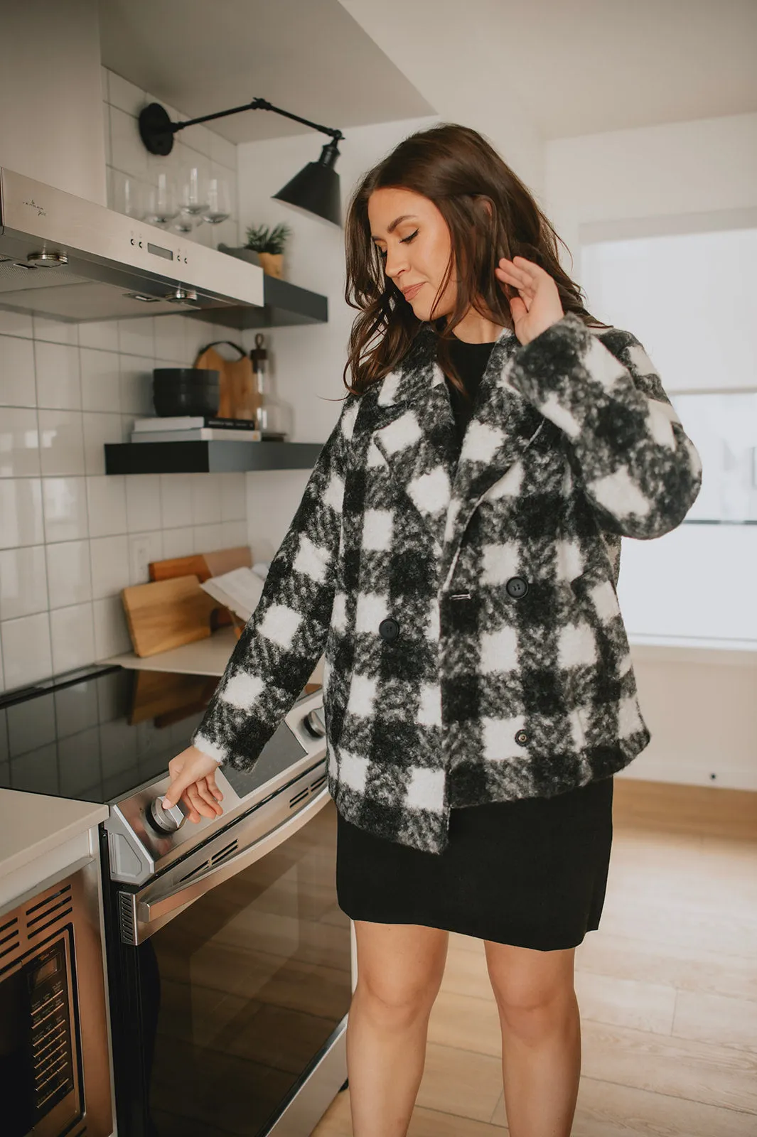 The Buffalo Check Boucle Jacket - Black - PLUS