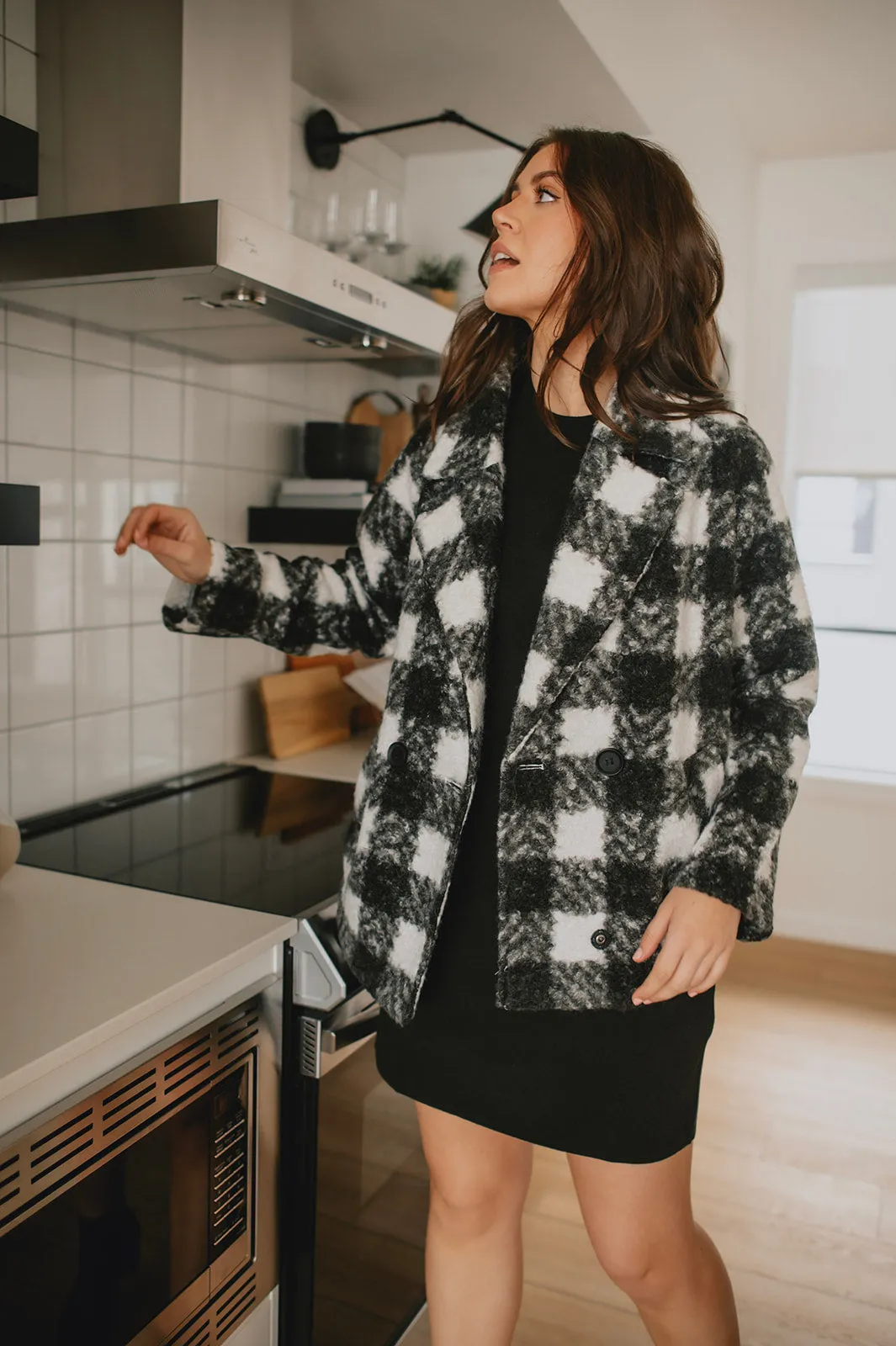 The Buffalo Check Boucle Jacket - Black - PLUS