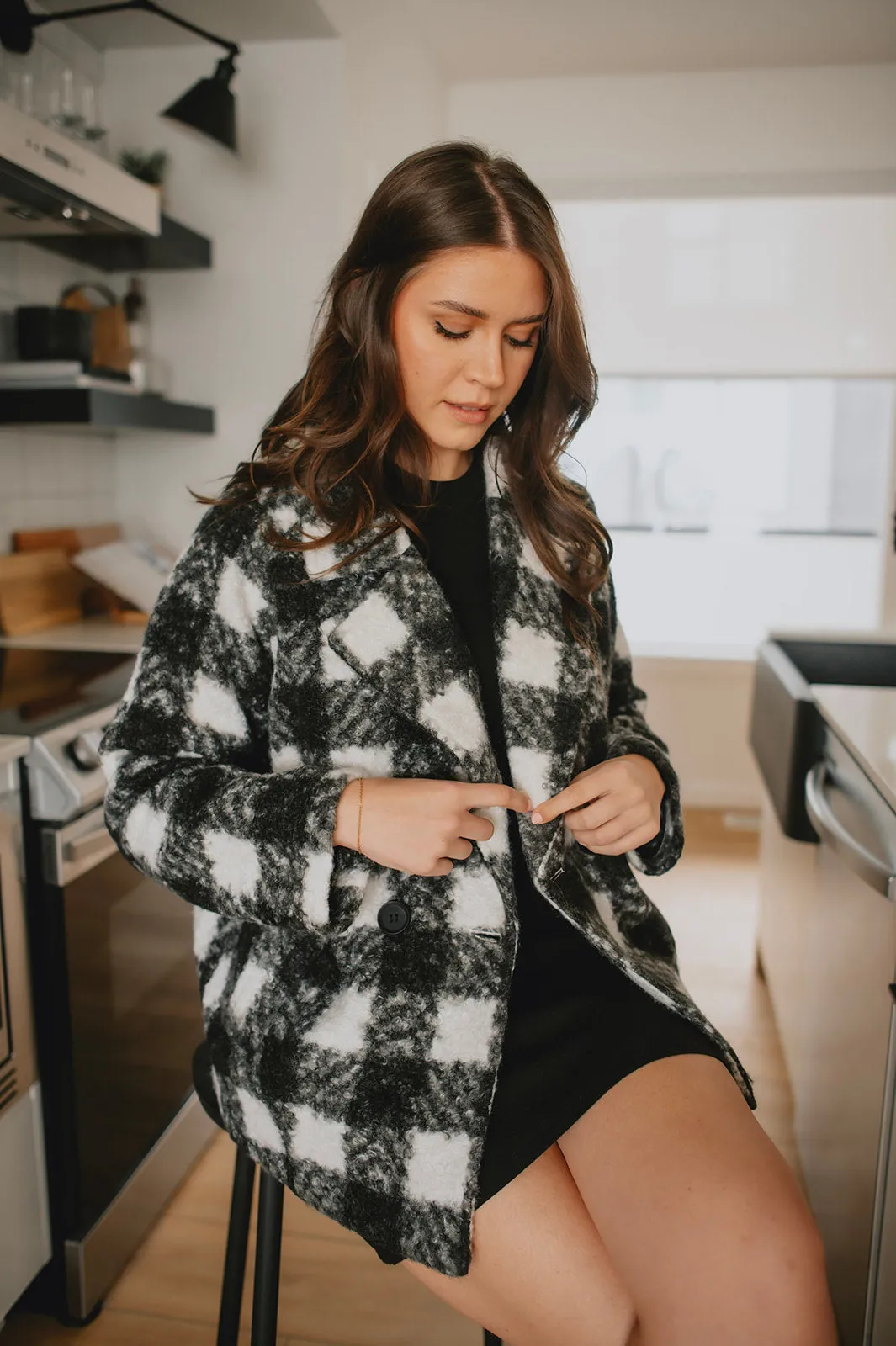 The Buffalo Check Boucle Jacket - Black - PLUS