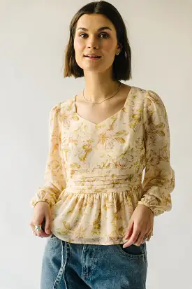 The Sabrina Pintuck Detail Blouse in Yellow Multi