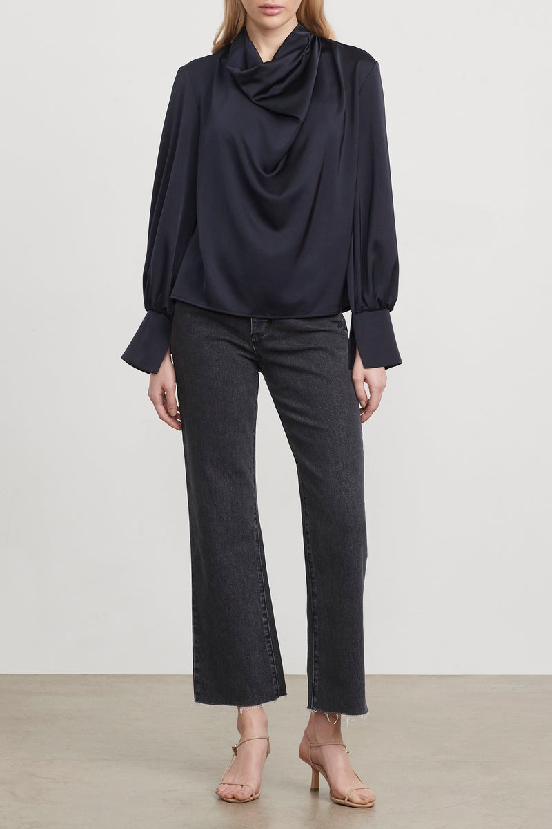 THE SILK BLOUSE - NAVY