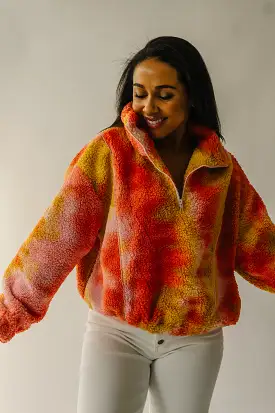 The Tilden Satin Detail Pullover in Orange + Pink Multi