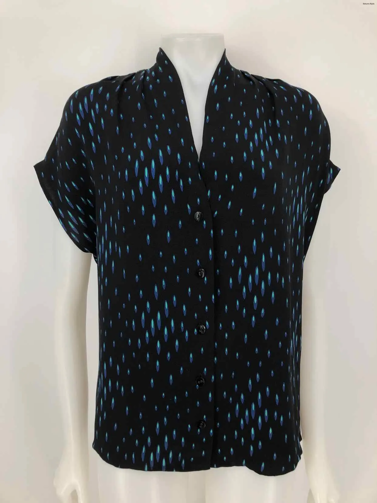 TOCCA Navy Blue Multi Silk Print Short Sleeves Size 6  (S) Top