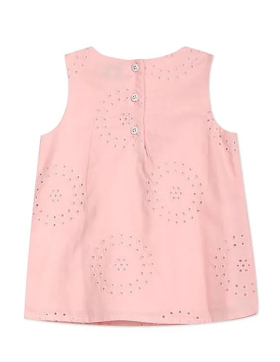 Tommy Hilfiger Kids Girls Light Pink Sleeveless Schiffli Top