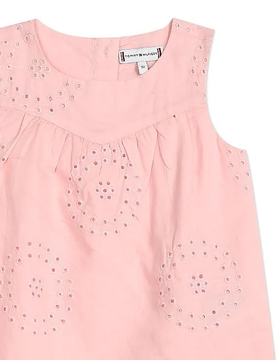 Tommy Hilfiger Kids Girls Light Pink Sleeveless Schiffli Top